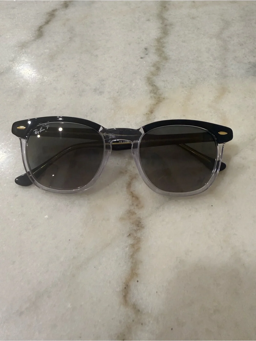Ray-Ban Hawkeye Black & Clear Polarized Sunglasses with Gradient Gray Lenses
